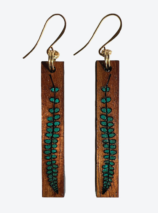 Hand Painted Fern Earring